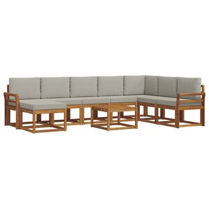 vidaXL Ensemble de canapés d'extérieur 9 pc Gris Naturel et Clair