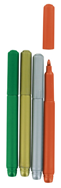 Marqueurs métalliques Doré Argenté Rouge et Vert