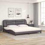 vidaXL Lit avec matelas Hvar gris 200x200 cm similicuir