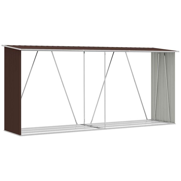 vidaXL Abri de stockage de bois Acier galvanisé 330x84x152 cm Marron
