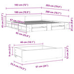 vidaXL Cadre de lit avec tiroirs sans matelas gris béton 180x200 cm