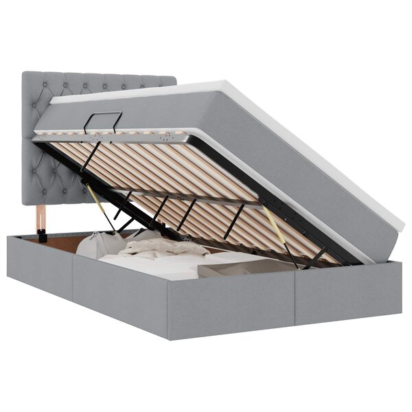 vidaXL Lit de rangement LED avec matelas Gris clair 120 x 200 cm Tissu