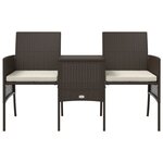 vidaXL Canapé de jardin 2 places avec table et tabourets marron rotin
