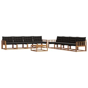vidaXL Ensemble de canapés d'extérieur 9 Pièces Naturel et Noir