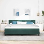 vidaXL Lit à ressorts avec matelas Vert foncé 200 x 200 cm tissu