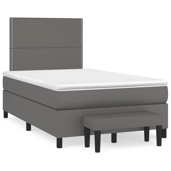 vidaXL Sommier à lattes de lit avec matelas gris 120x190 cm similicuir