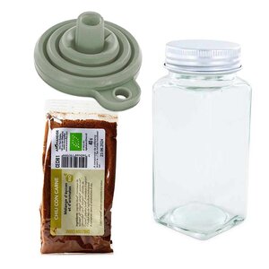 Flacon à épices poudreur + entonnoir + chili con carne 40 g