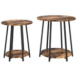 Table d'appoint vidaXL 2 Pièces en chêne fumé  bois d'ingénierie et métal