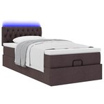 vidaXL Lit ottoman avec matelas et LED marron foncé 90x200 cm tissu