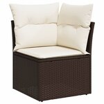 vidaXL Salon de jardin avec coussins 9 Pièces marron résine tressée
