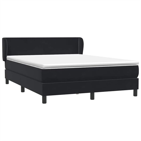 vidaXL Sommier à lattes de lit avec matelas noir 140x210 cm velours