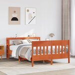 vidaXL Cadre de lit sans matelas cire marron 135x190cm bois pin massif