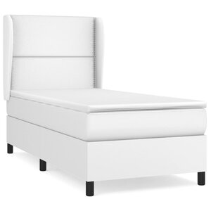 vidaXL Sommier à lattes de lit avec matelas Blanc 90x200 cm Similicuir
