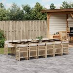 vidaXL Ensemble à manger de jardin et coussins 13 Pièces beige
