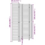vidaXL Cloison de séparation 4 panneaux noir bois de paulownia massif