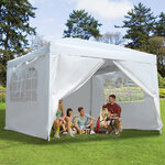 Tonnelle barnum tente de réception pliante 3 x 3 x 2,55 m avec fenêtres + sac de transport blanc