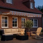 vidaXL Cadre de store manuel avec LEDs Bleu Orange Blanc 3 x 2 5 m