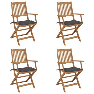 vidaXL Chaises pliables de jardin lot de 4 avec coussins Bois d'acacia