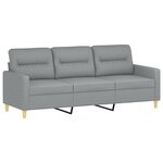 vidaXL Canapé 3 places avec oreillers gris clair 180 cm tissu