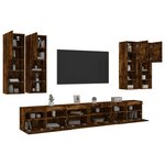 vidaXL Ensemble de meubles TV muraux 7 Pièces et lumières LED chêne fumé