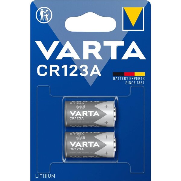 Blister de 2 piles photo 'Professional Lithium'  CR123A  3 0 volt VARTA