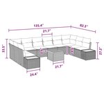 vidaXL Ensemble de canapés de jardin de 11 pièces avec coussins noirs en poly rotin