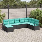 vidaXL Ensemble de canapé de jardin 8 Pièces Noir Poly rotin