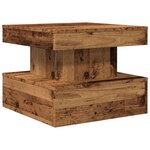 vidaXL Table basse avec lumières LED vieux bois 50x50x40 cm