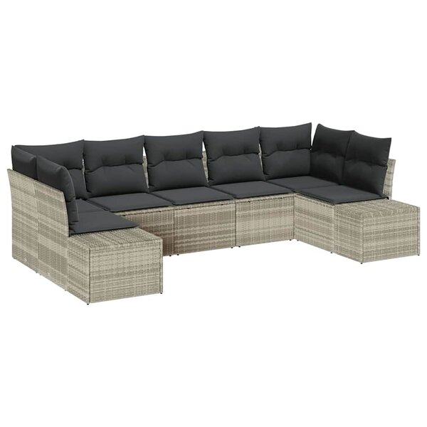 vidaXL Ensemble de canapé de jardin 7 Pièces Gris clair 289 x 154 x 85 cm