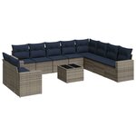 vidaXL Salon de jardin 11 Pièces avec coussins gris résine tressée