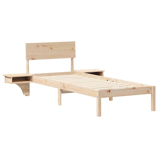 vidaXL Cadre de lit avec tables de chevet Marron Bois massif en pin