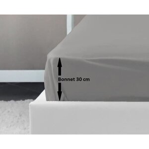 Drap Housse 100  coton 140 x 190 x 30 cm gris clair