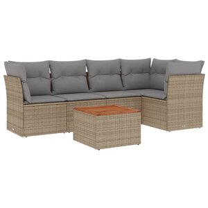 vidaXL Salon de jardin avec coussins 6Pièces mélange beige résine tressée
