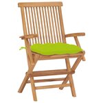 vidaXL Chaises de jardin avec coussins vert vif 2 Pièces Bois de teck