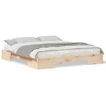 vidaXL Cadre de lit surélevé avec stockage Marron Bois massif en pin