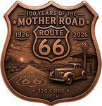Monnaie CADILLAC RANCH Rt 66 1 Oz Medaille Cuivre 2026 (PRÉCOMMANDE)