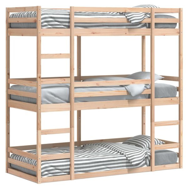 vidaXL Lit superposé triple 90x190 cm bois de pin massif
