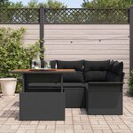 vidaXL Ensemble de canapé de jardin avec coussin 5 Pièces Noir