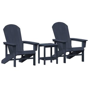 vidaXL Chaise de jardin 3 pc Bleu marine Polyéthylène