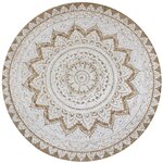 vidaXL Tapis Jute tressé imprimé 90 cm rond