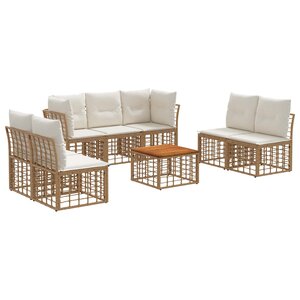 vidaXL Ensemble de canapés d'extérieur 8 pc Blanc Naturel et Crème