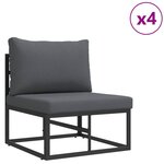 vidaXL Ensemble de canapé de jardin 6 pc Noir Aluminium