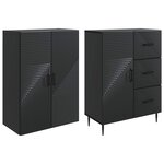 vidaXL Ensemble de Meubles 2 Pièces Noir 66 x 34 5 x 89 5 cm
