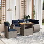vidaXL Salon de jardin 6 Pièces avec coussins gris résine tressée