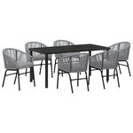 vidaXL Ensemble de salle à manger pour jardin 7 Pièces Gris Poly rotin