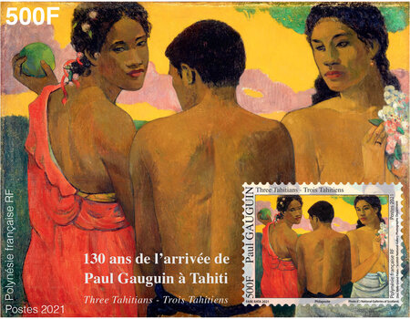 Bloc 1 timbre Polynésie Française - 130 ans de l'arrivée de Paul Gauguin à Tahiti