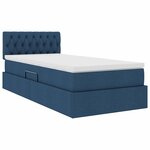 vidaXL Lit avec rangement et matelas avec tête de lit Bleu 90 x 190 cm