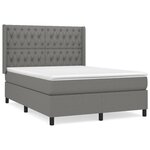 vidaXL Sommier à lattes de lit avec matelas Gris foncé 140x190cm Tissu