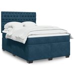 vidaXL Sommier à lattes de lit et matelas bleu 140x190 cm velours