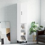 vidaXL Buffet haut Blanc brillant 34 5x34x180 cm Bois d'ingénierie